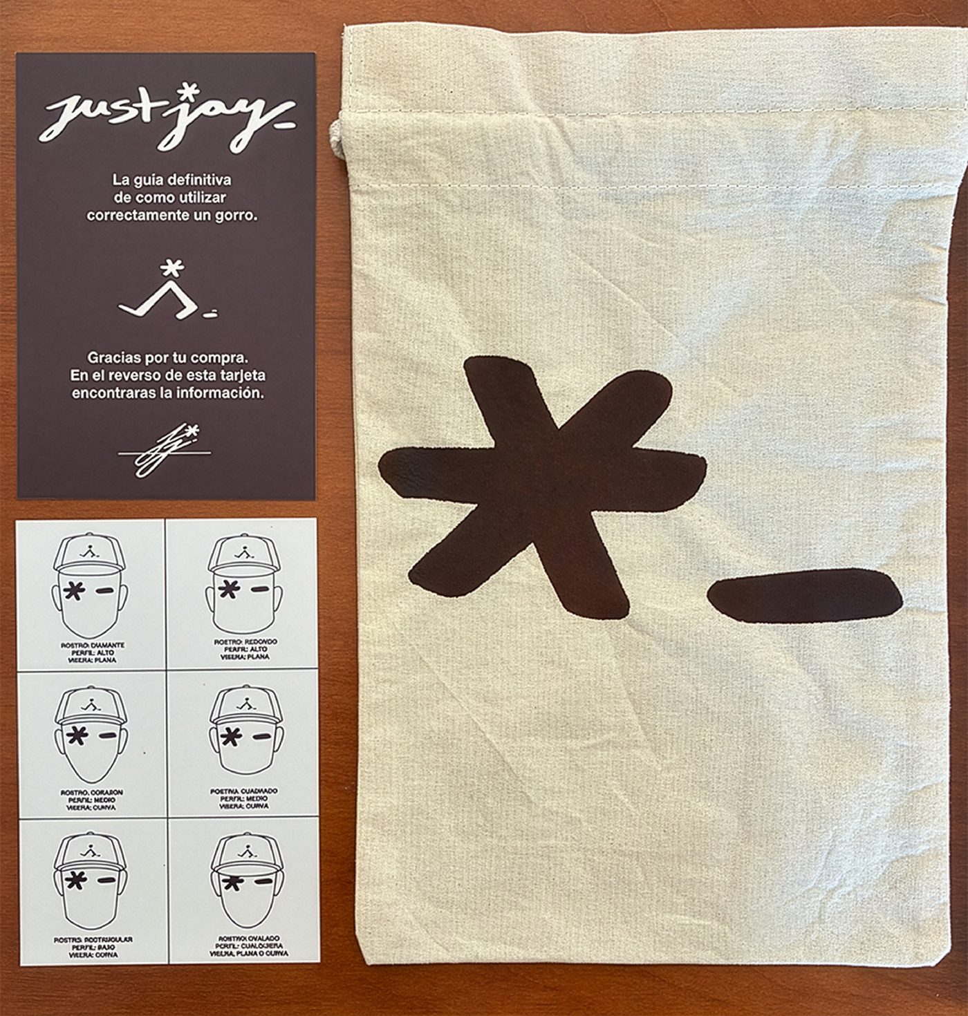 Kit justjay.: cubrepolvo 100% algodón compostable, tarjeta de agradecimiento y guía de visagismo